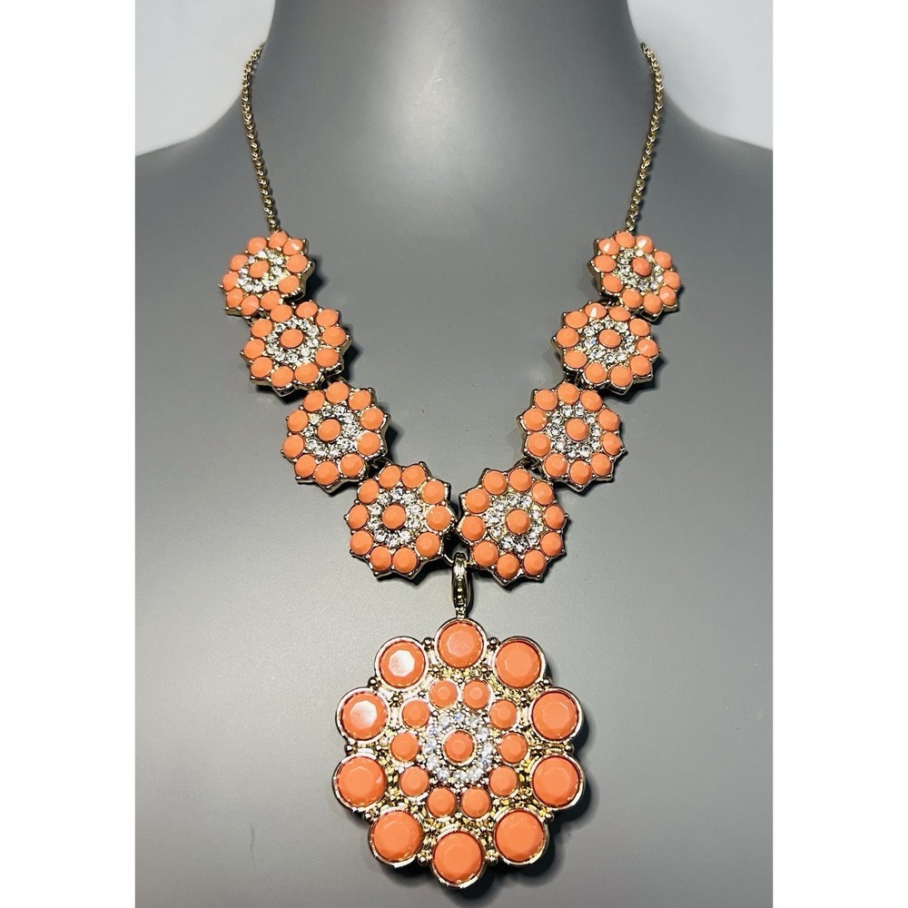 Vintage Premier Designs Peachy Keen Beaded Necklace w/ Removable Brooch Classic